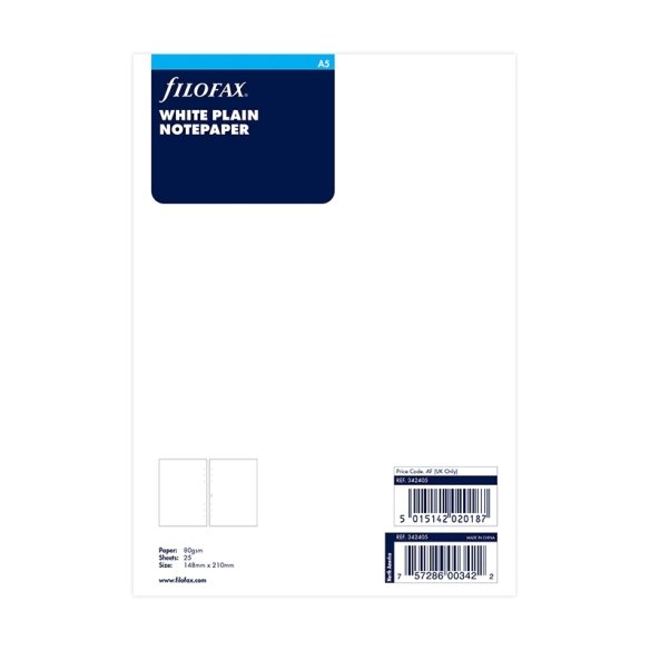 Filofax Náplň čistý papier A5 biely | Exclusive Pen